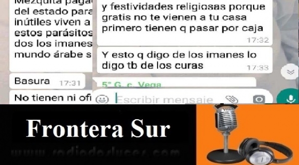 Denuncia de los comentarios islamófobos vertidos en un grupo de whatsapp por uno de sus miembros perteneciente a la guardia civil.